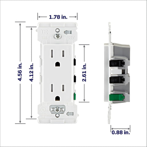Leviton Lever Edge 15 Amp Tamper-Resistant Duplex Wall Outlet, 10-Pack, E5325-MW, White