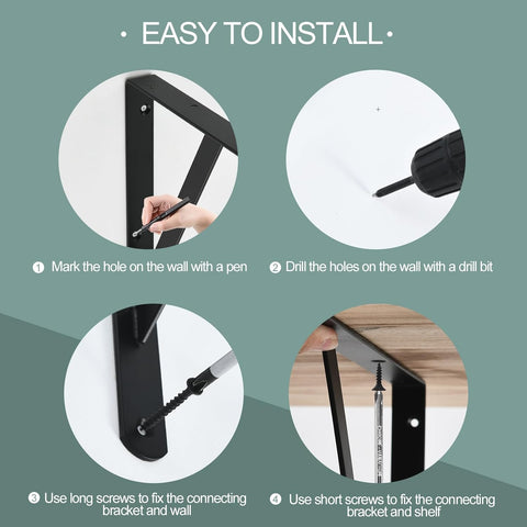8 Pack L5 x H 3" Black Heavy Duty Shelf Brackets with Screws Metal Shelf Brackets Shelf Support Angle Brackets for Shelves L Brackets Heavy Duty Floating Shelf