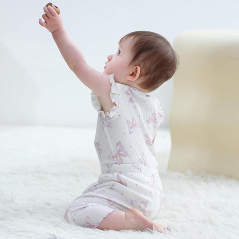 Ruliby Baby Bodysuit and Pant Set Summer Ribbed Mix Match Infant Clothes