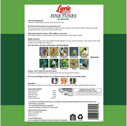 Lyric Fine Tunes Wild Bird Seed Mix, No Waste Food Mix, 5 lb. Bag