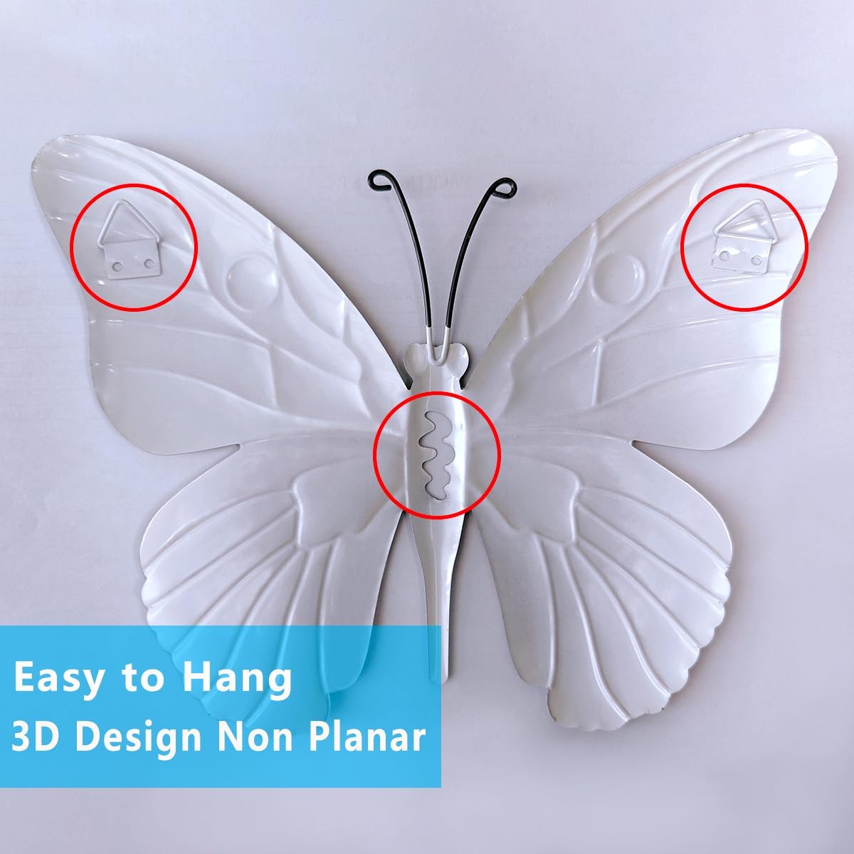 Daogtc Metal Butterfly Wall Decor - 9.6" Outdoor Fence Wall Art Decor, Hanging Decorations for Garden Yard Living Room Bedroom Patio Balcony(4 Pack)