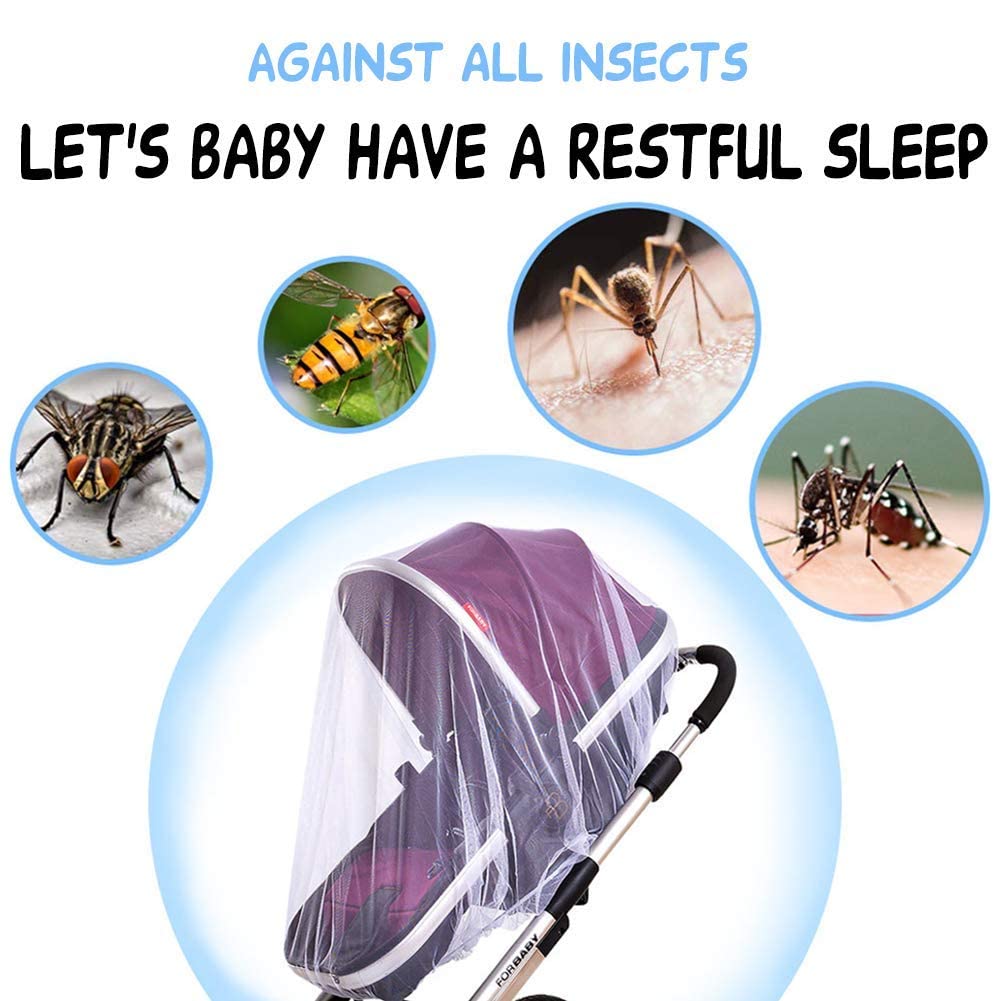 Sysmie 2PCS Baby Stroller Mosquito Net,Durable Mesh Protection,Black+White
