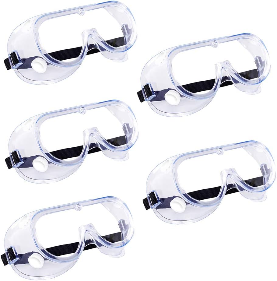 5 Pack Safety Goggles, Protective Safety Glasses, Soft Crystal Clear Eye Protection - Perfect for Construction, Shooting, Industrial, and More