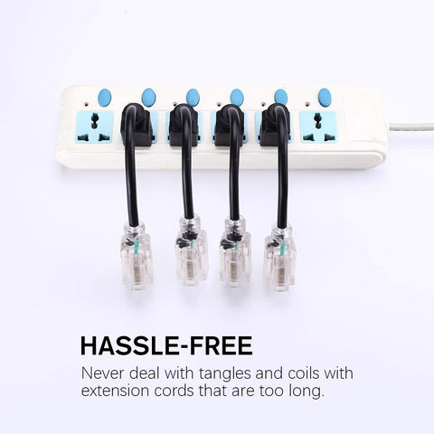Miady Short Power Extension Cord Outlet Saver, Female Plug with Lighted End 16AWG/13A, 3 Prong (4 Pack, Black, 8 Inch)