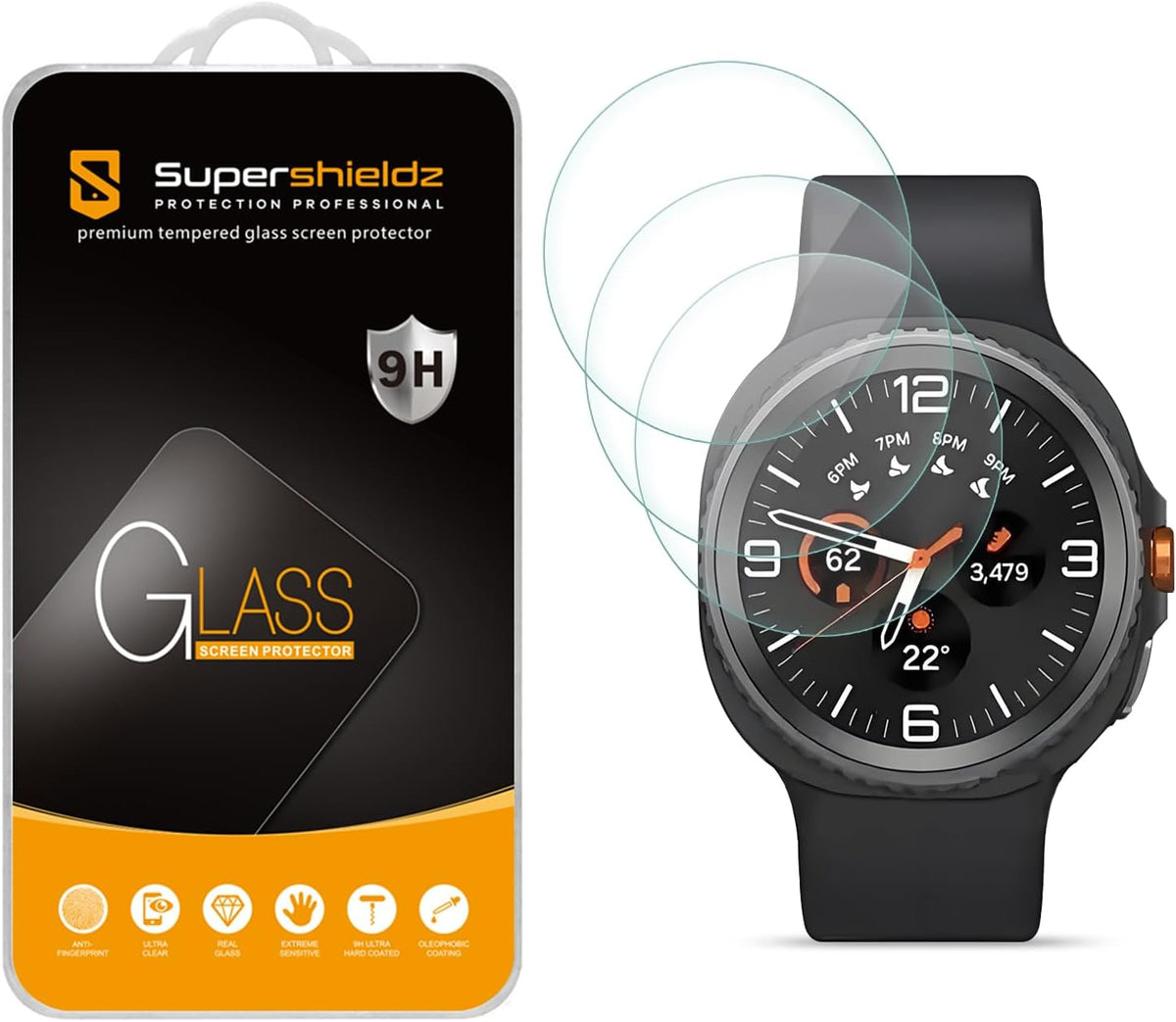 Supershieldz (3 Pack) Designed for Samsung Galaxy Watch 8 Classic (46mm) Tempered Glass Screen Protector, Anti Scratch, Bubble Free