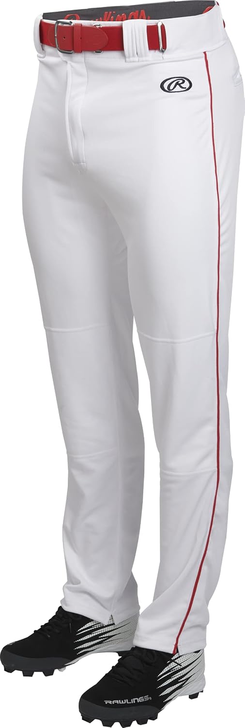 Rawlings Men's Launch Baseball Pants | Full Length Semi-Relaxed Fit | Piped