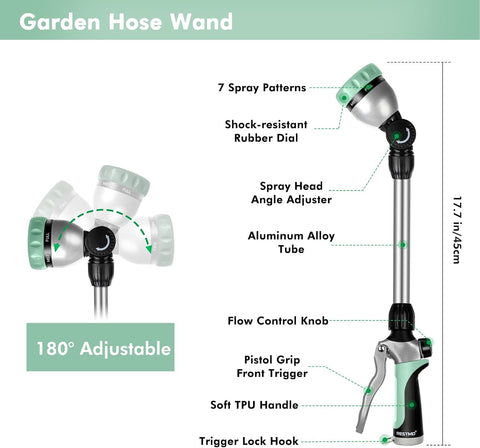 RESTMO Heavy Duty Metal Hose Wand, Watering Wand for Garden Hose