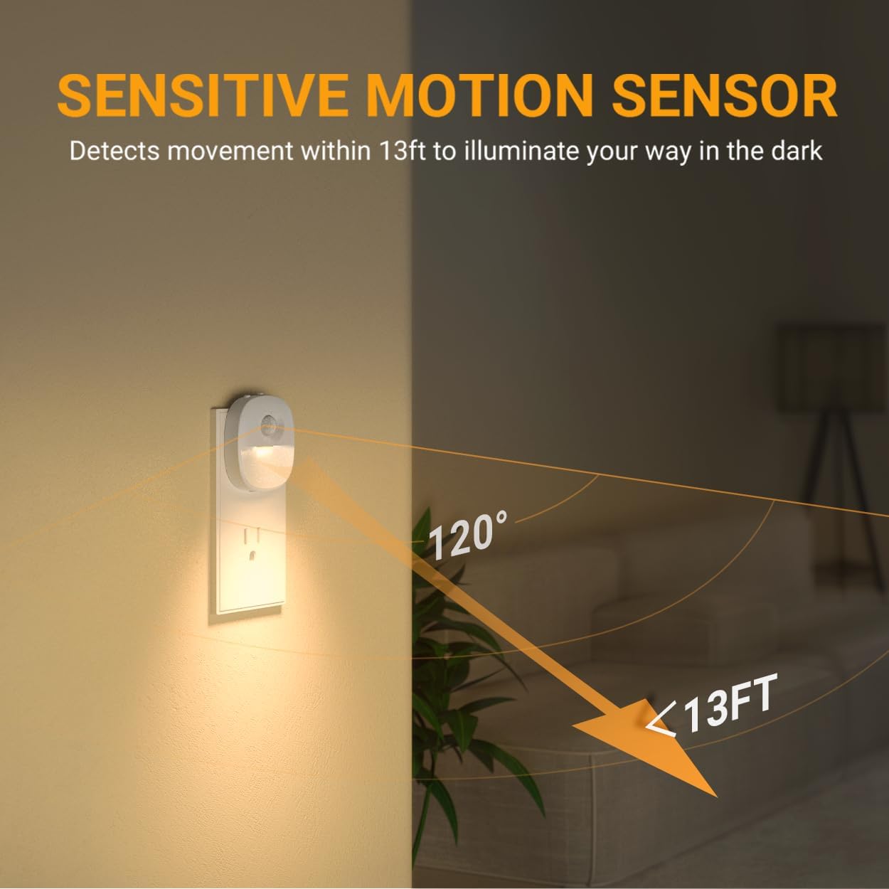 Lyridz Plug in Night Light with Motion Sensor and Dusk to Dawn Sensor, Dimmable Warm Nightlight with 1-50lm Adjustable Brightness Indoor for Bedroom, Bathroom, Stairs, Hallway, 2 Pack