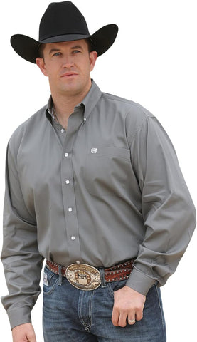Cinch Men's Classic Fit Long Sleeve Button One Open Pocket Solid Basic