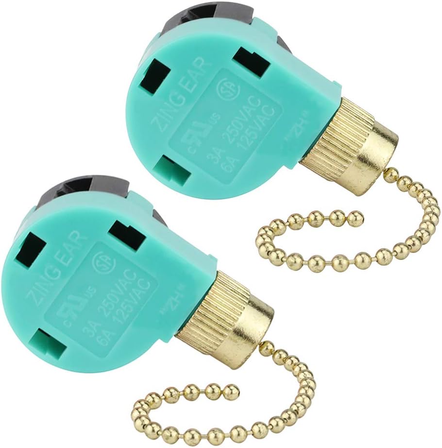 Ceiling Fan 3 Speed Pull Chain Switch Control Replacement, 2PCS Brass
