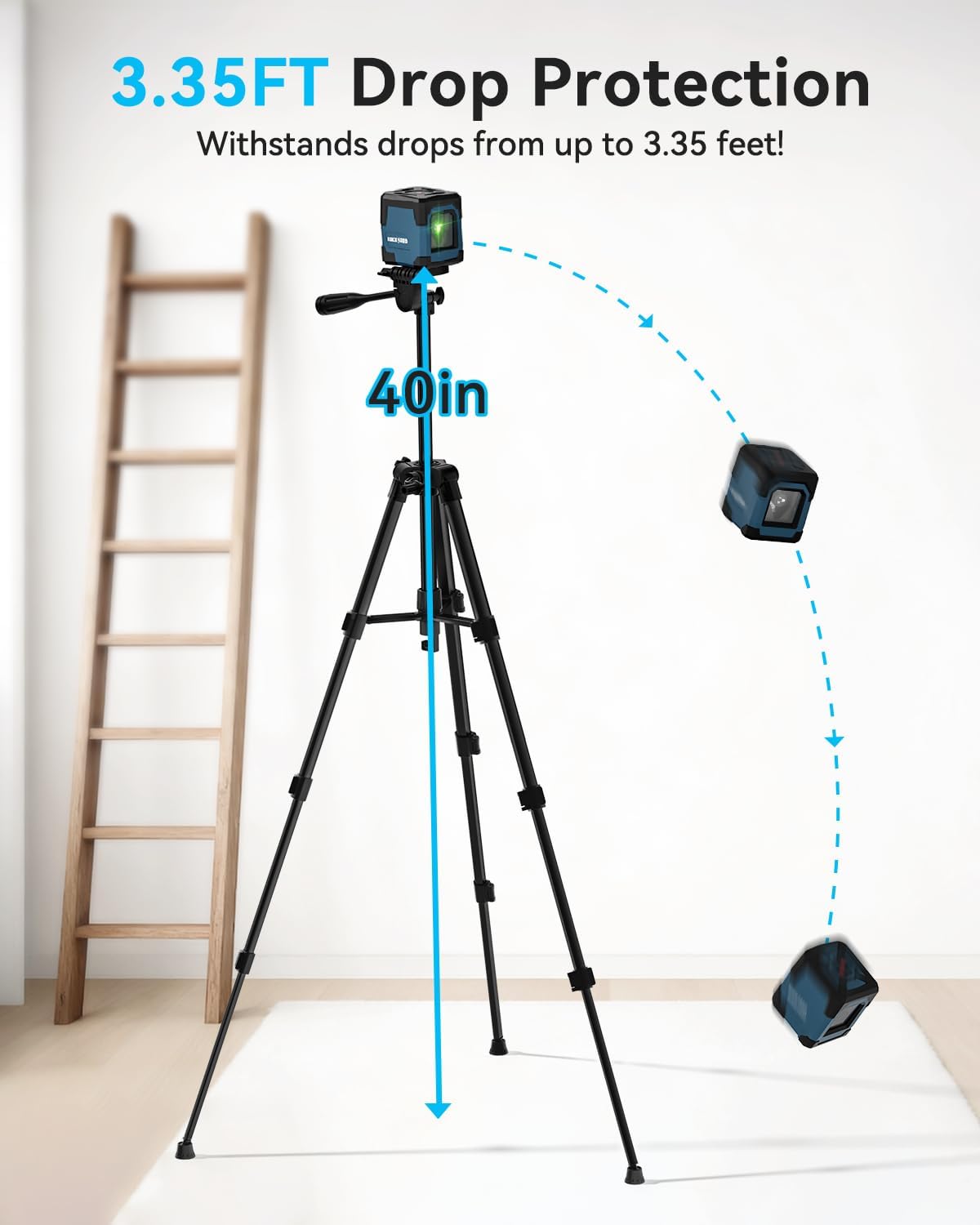 Laser Level, RockSeed Cross Line Laser with Self-Leveling, Vertical and Horizontal Line, Rotatable 360 Degree, Carrying Pouch, Battery Included (40 Inch Tripod)
