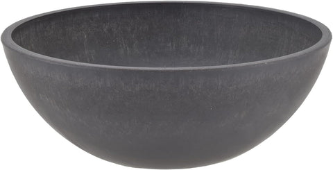 PSW Pot Collection M30DC 12-inch Plastic/Stone/Wood Composite Low Bowl Planter – No Drainage Hole (Drillable), Shallow Indoor/Outer Pot for Succulents, Bonsai, Fairy Gardens, Herbs, Dark Charcoal