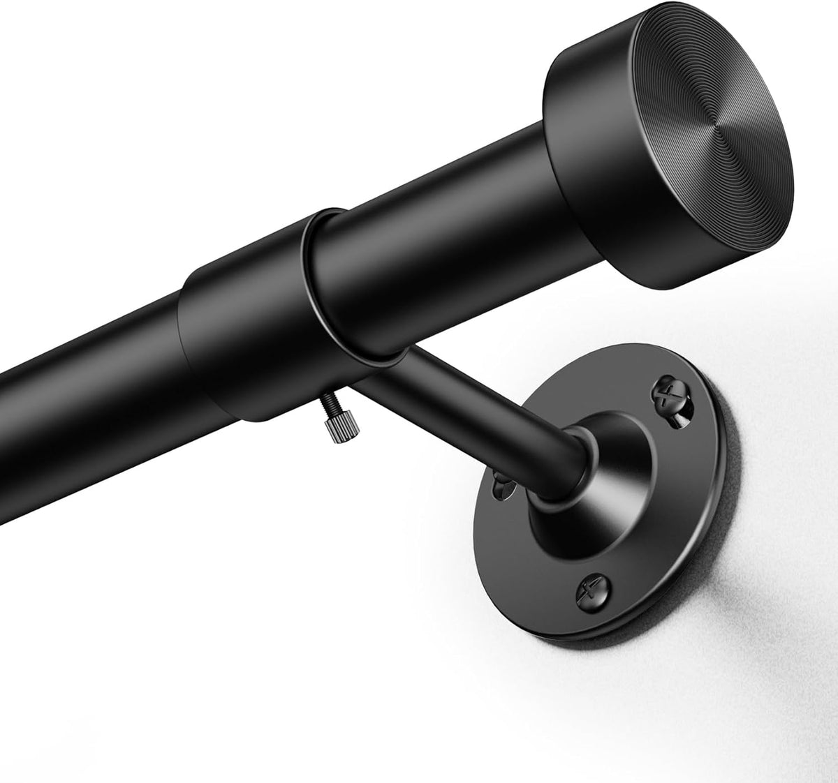YaFex Heavy Duty Curtain Rods 32-90 Inch, 1 Inch Adjustable Black Curtain Rod for Windows, Long Window Treatment Rods with Aluminium Finials, Easy Installation