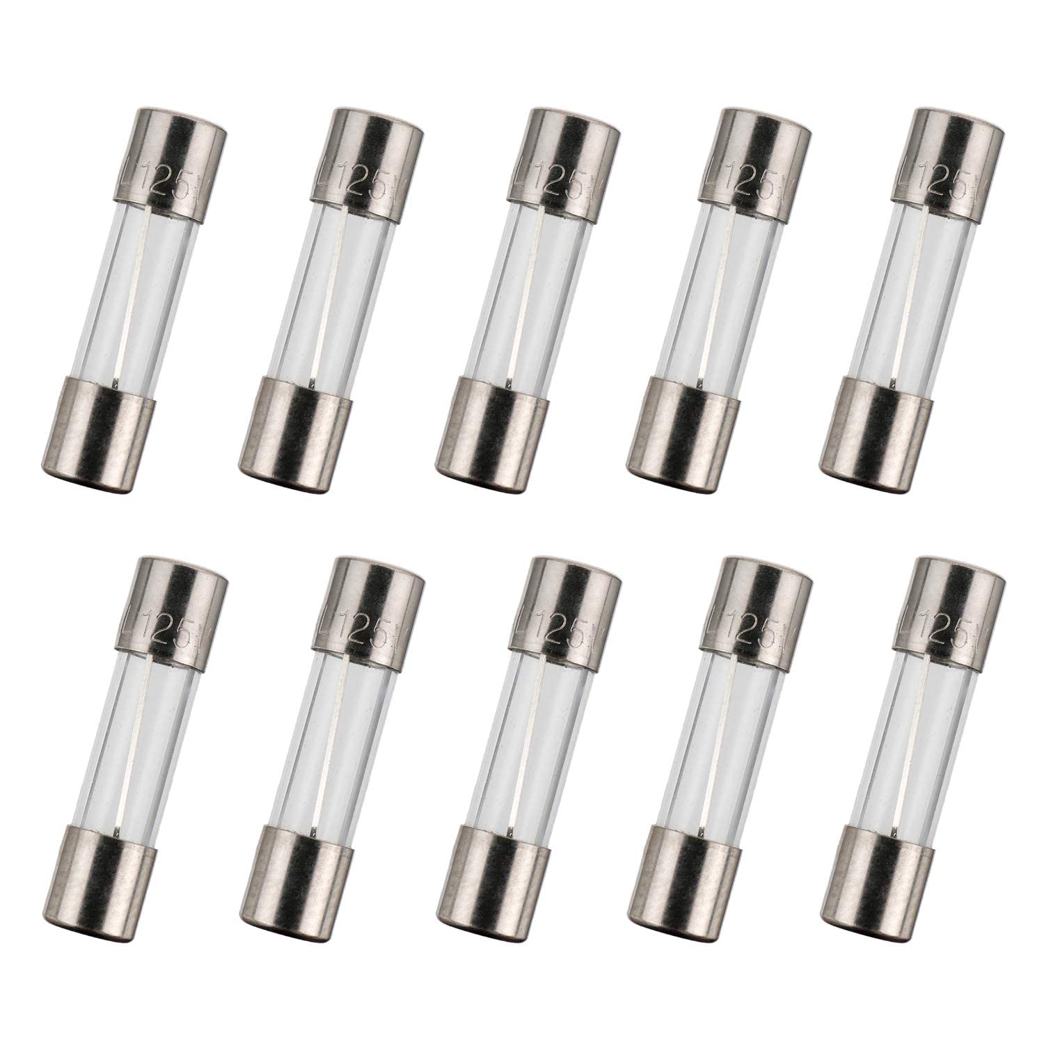 BOJACK 5x20 mm 10 A 10 amp 125 V 125 Volt 0.2x0.78 Inch F10AL125V Fast-Blow Glass Fuses (Pack of 10)