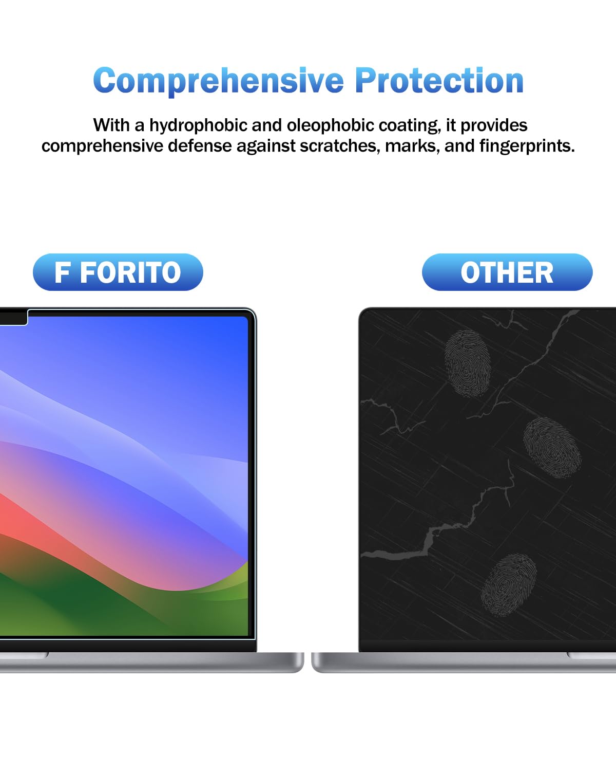 F FORITO 2-Pack Anti Blue Light Screen Protector Compatible with MacBook Air 15.3-inch 2024 2023 Release M3 A3114 M2 A2941 - Eye Protection Blue Light Blocking & Anti Glare Screen Filter