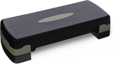 Amazon Basics Aerobic Exercise Step Platform, Adjustable Workout Stepper for Home Fitness, 27", Black/Grey