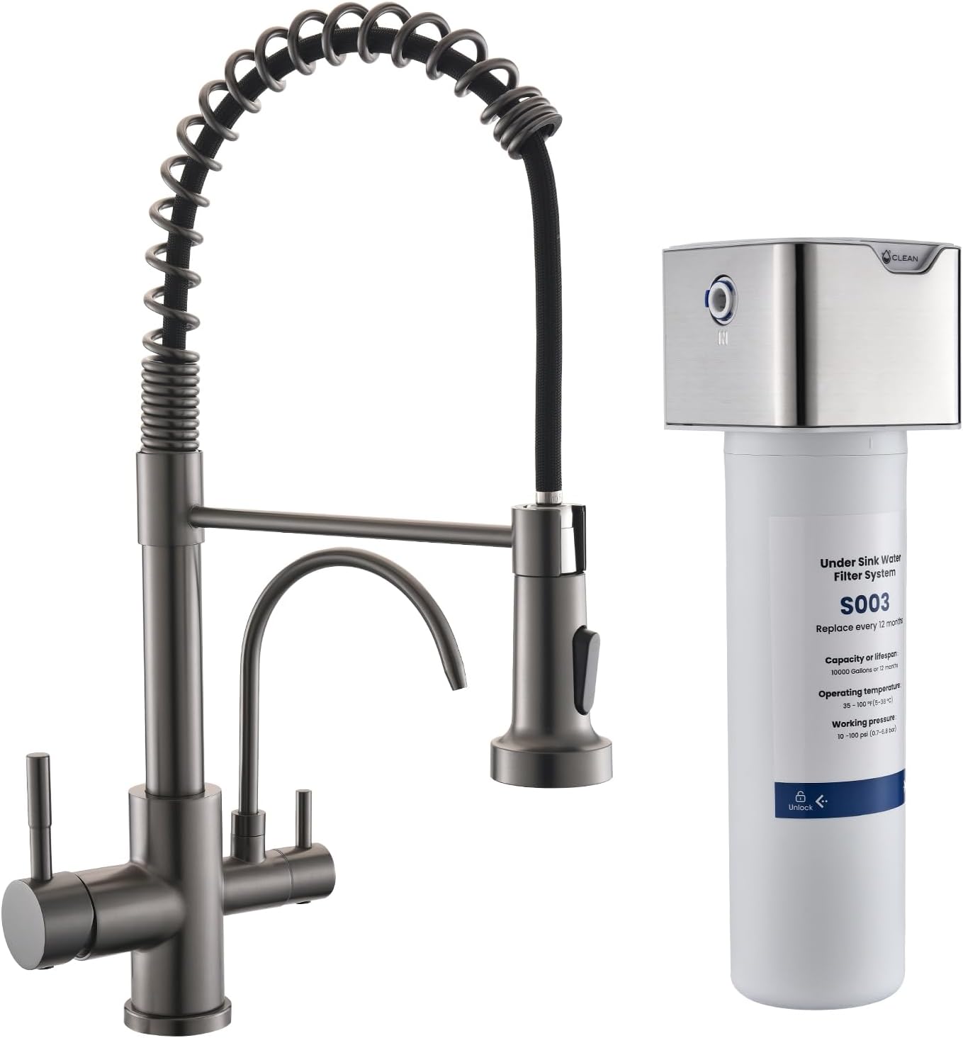 GIMILI 3 in 1 Kitchen Faucet with Pull Down Sprayer Black Stainless