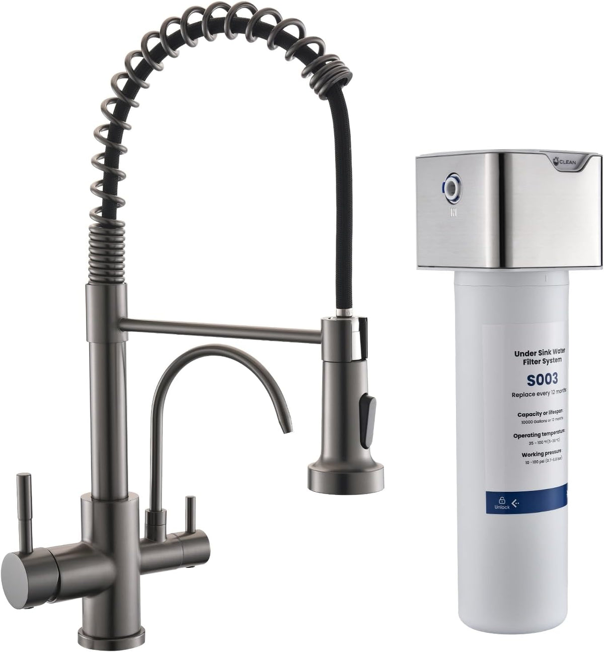 GIMILI 3 in 1 Kitchen Faucet with Pull Down Sprayer Black Stainless