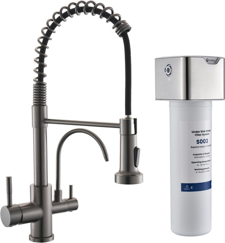 GIMILI 3 in 1 Kitchen Faucet with Pull Down Sprayer Black Stainless