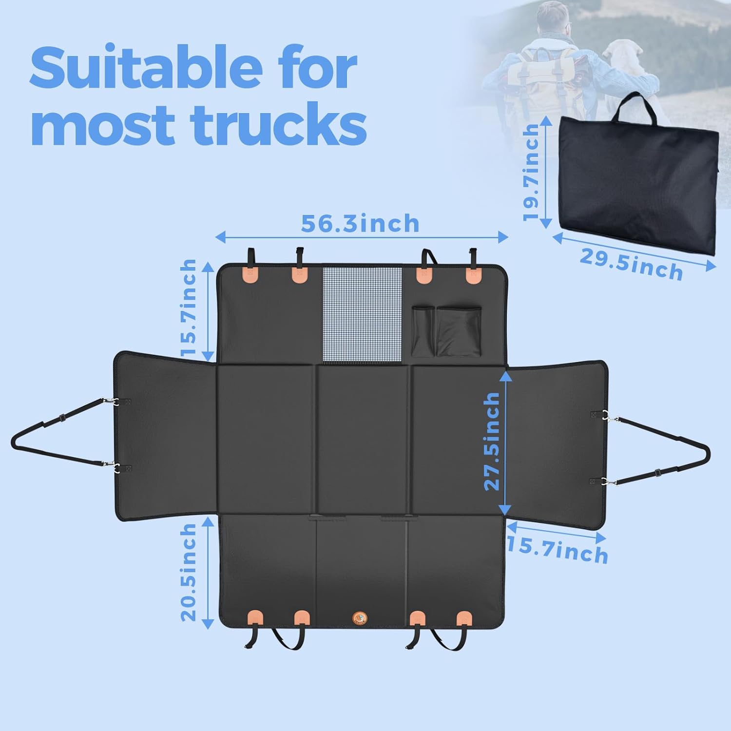 MYJAQI Back Seat Extender for Dogs, Hard Bottom Dog Truck Car Seat Cover