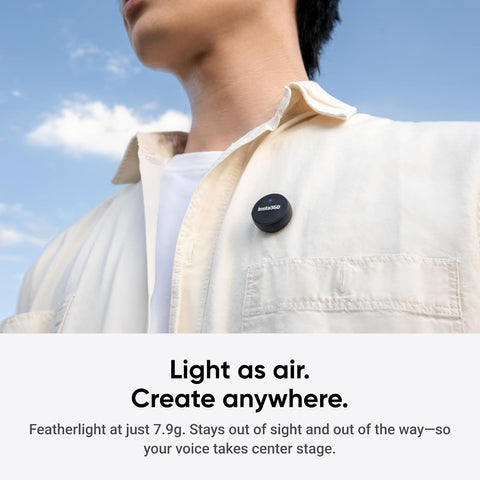 Insta360 Mic Air Transmitter, 7.9g Ultralight, Wireless Microphone, Noise Cancelling, Vlog, Streaming, Compatible Luna Ultra/X5/X4/X4 Air/Ace Pro 2/GO Ultra