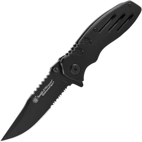 Smith & Wesson Accessories Extreme Ops SWA24S 7.1in S.S. Folding Knife with 3.1in Serrated Clip Point Blade and Aluminum Handle for Outdoor