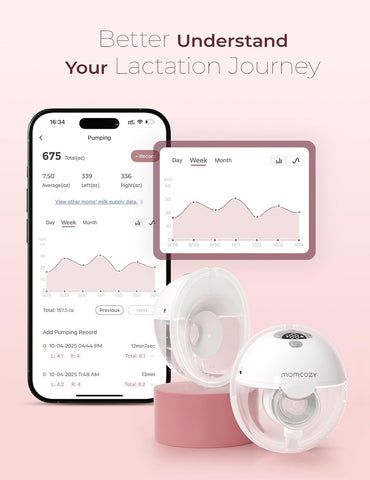 Momcozy M5 Smart APP Controlled Wearable Breast Pump, 2-Pack Quill Gray