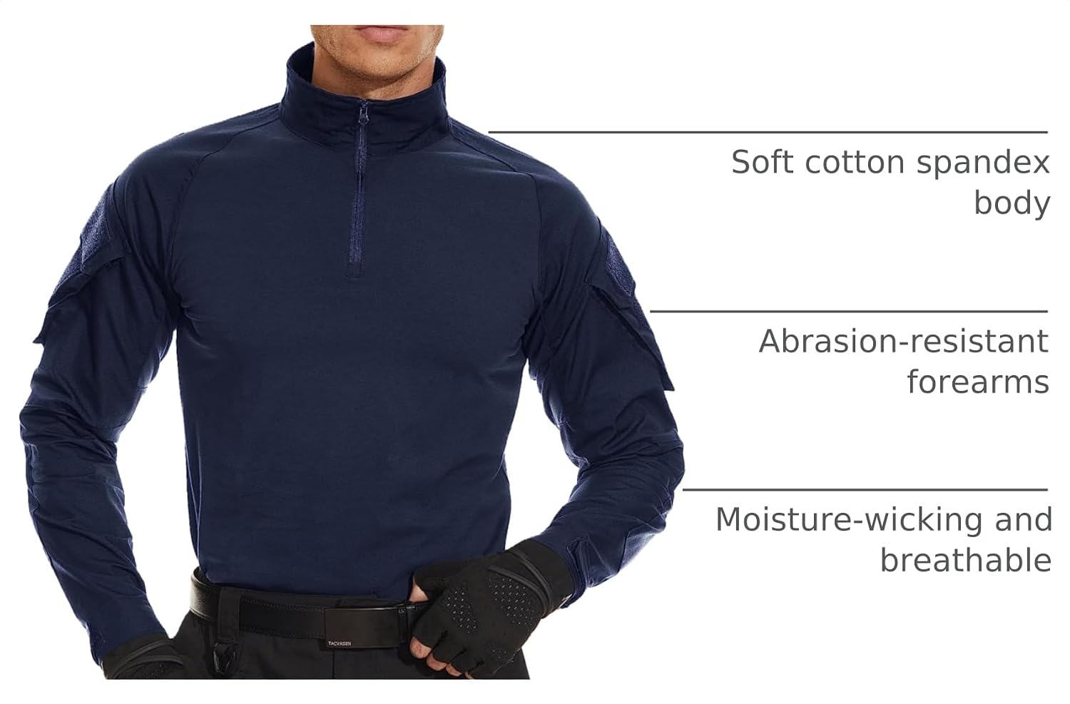 TACVASEN Men's Tactical Long Sleeve Combat Shirt 1/4 Zip Airsoft Hiking