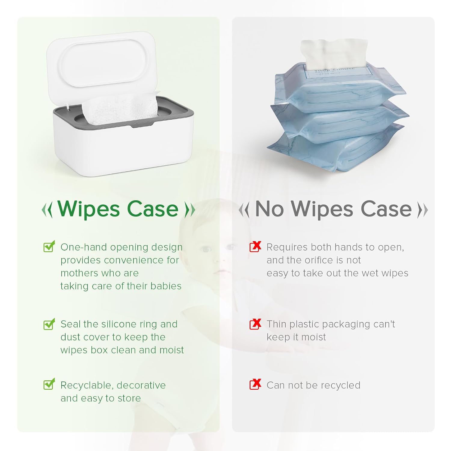 Flenpptly 2 Pack Baby Wipes Dispenser, Wipes Case Baby Wipe Holder, Gray