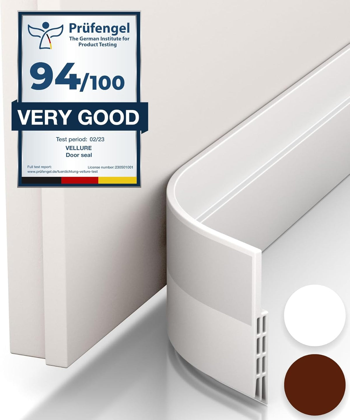 Vellure® Door Draft stoppers for Bottom of Door - NEW Premium Door Sweep/Door Seal Strip (Save Energy – installs Quickly and Easily) Door Weather Stripping, Ideal for Keeping Out Cold (5x39 White)