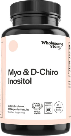 Wholesome Story Myo-Inositol & D-Chiro Inositol Supplement for Women | Fertility Supplements for Hormonal Balance & Ovarian Health Support | Myoinositol | Ideal 40:1 Ratio | 30 Servings