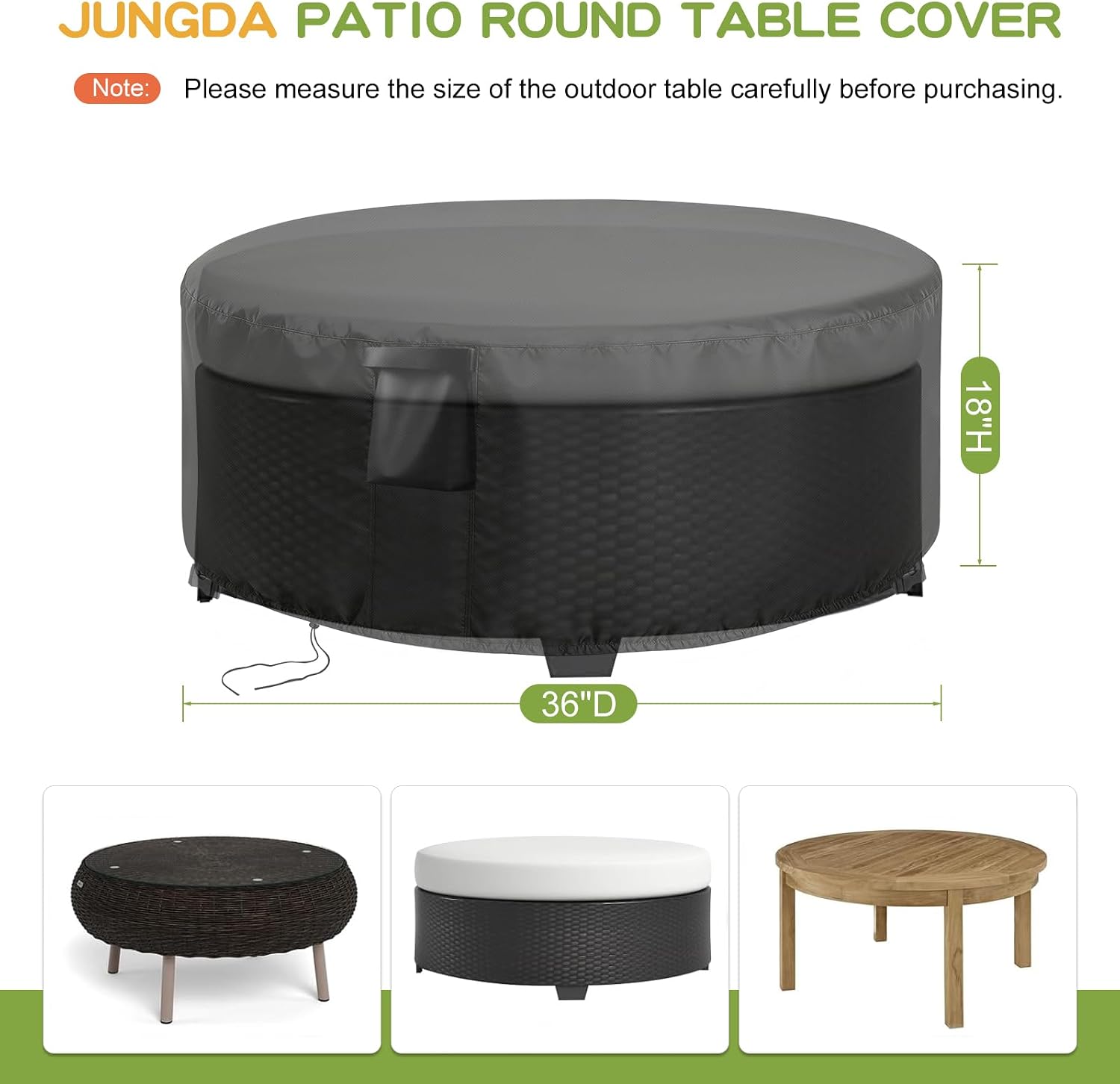 Patio Furniture Cover Round for 36 Inch Outdoor Dinner Table