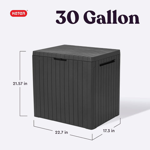 Keter City 30 Gal Outdoor Storage Box and Patio Side Table