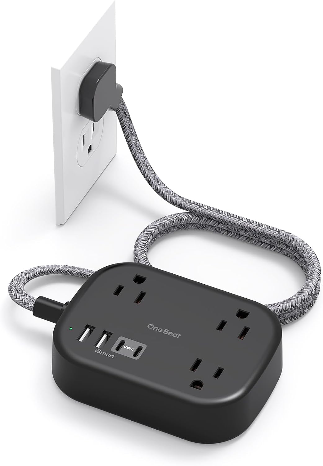 Cruise Essentials 2026,One Beat Travel Power Strip with USB C,Flat Plug 6ft