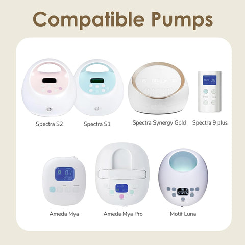 Maymom 2x17 mm Wide Neck Pump Parts Compatible with Spectra S1/S2 Pumps; Incl Wide Mouth Flanges; Not Original Spectra Flange Shield (Two Small Flanges)
