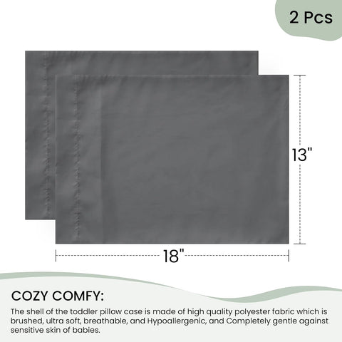 EXQ Home Toddler Pillowcases 13x18, Set of 2（Black Grey）