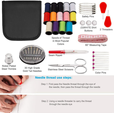 Sewing Kit, Sewing Kits for Adults, OKOM 68Pcs Thread for Sewing, Sewing Supplies, Sew Kit for Home,Traveler,Small Mini, Basic, Beginner, DIY, Needle and Thread Kit, Gift for Mother and Grandma