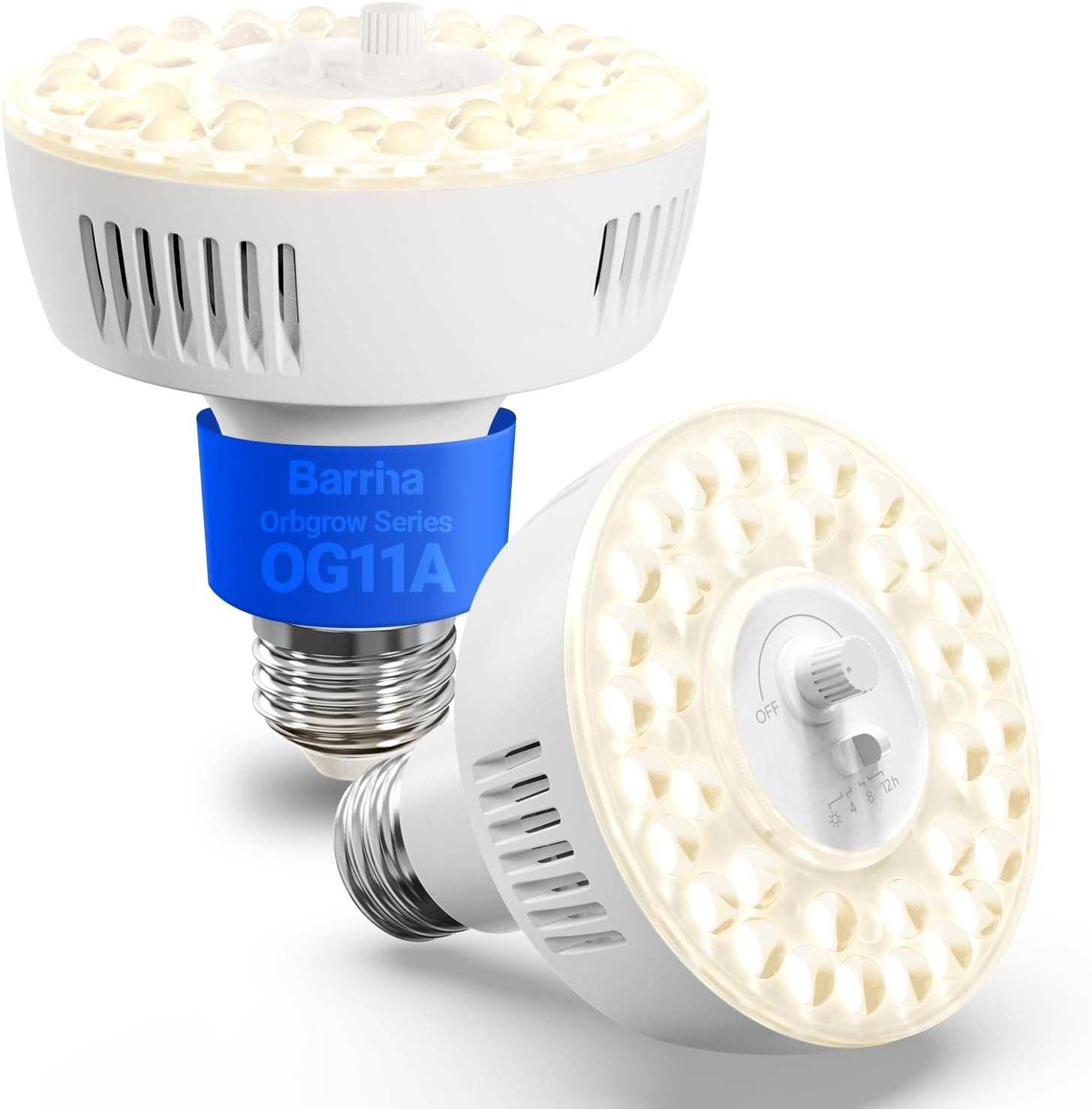 Barrina OG11A Grow Light Bulbs for Indoor Plant, 4000K 11W, 2 Packs, White