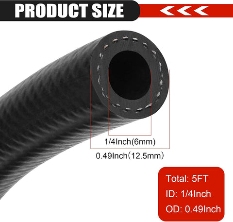 1/4 Inch (6mm) ID Fuel Line Hose 5FT NBR Rubber Push Lock Hose High Pressure 300PSI for Automotive Fuel Systems Engines…
