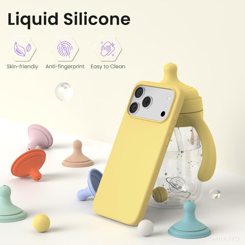 ORNARTO for iPhone 17 Pro Max Case, Liquid Silicone, Buttercream Yellow