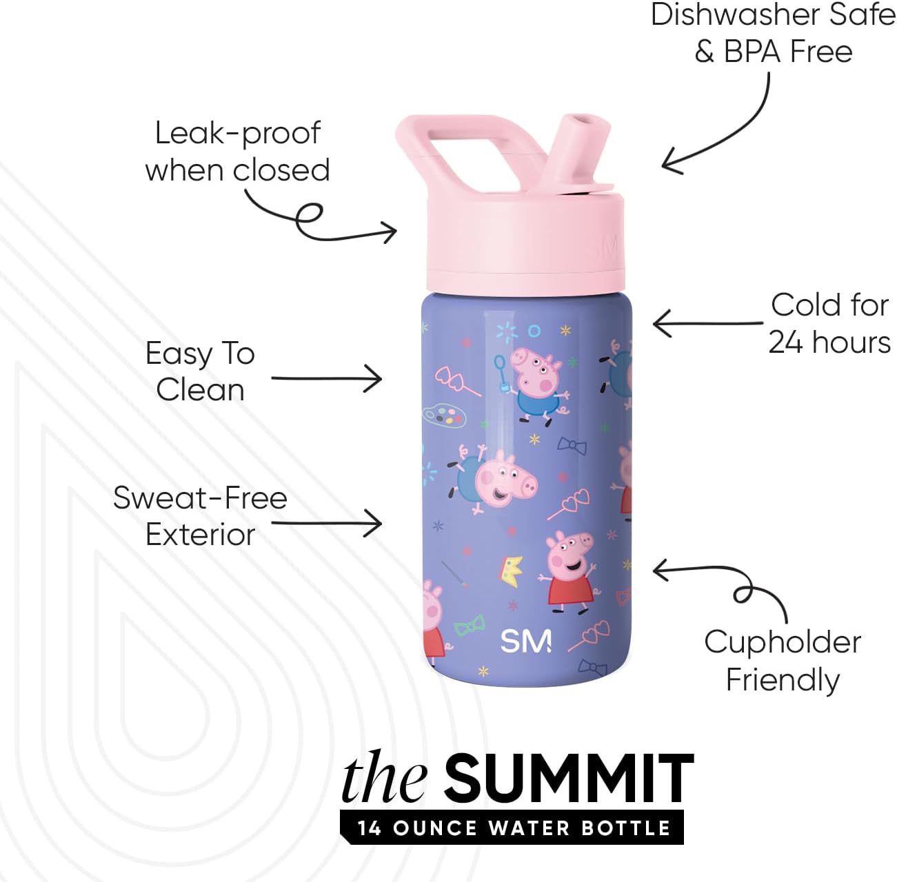 Simple Modern Peppa Pig Kids Water Bottle & Toddler Cup | 14oz