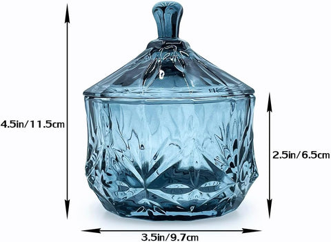 8oz Glass Candy Dish with Lid,Small Crystal Candy Jar,Apothecary Jar for Cotton Balls,Q Tips, Small Accessories,Office,Bathroom,Dining Room Organizer(Gray)