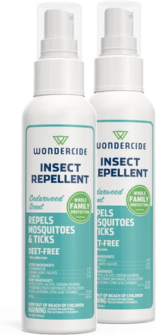 Wondercide - Mosquito, Tick, and Insect Repellent with Natural Essential Oils - DEET-Free Bug Spray and Killer - Safe for Family - Cedarwood 2-Pack of 4 oz Bottle