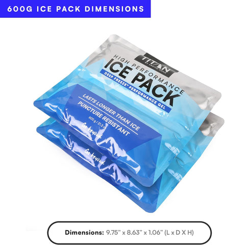 Titan Soft Gel Ice Pack, Lasts Longer Than Ice, Reusable, 2 Packs, 600g