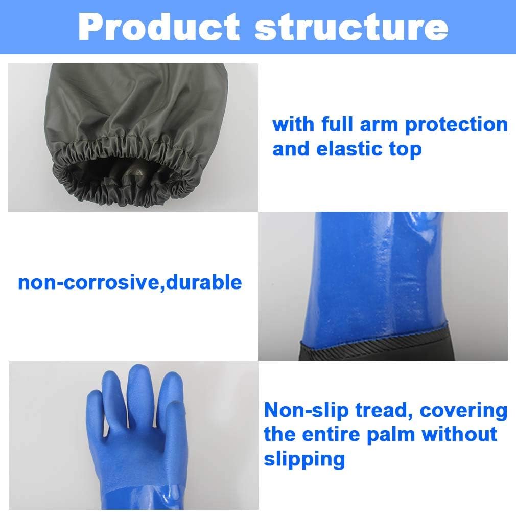 Haiou 25" Long Rubber Gloves for Waterproof Pond Gloves for Cleaning -Large