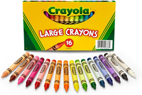 Binney & Smith Crayola(R) Large Crayon Set, Lift-Lid Box, Assorted Colors, Box Of 16