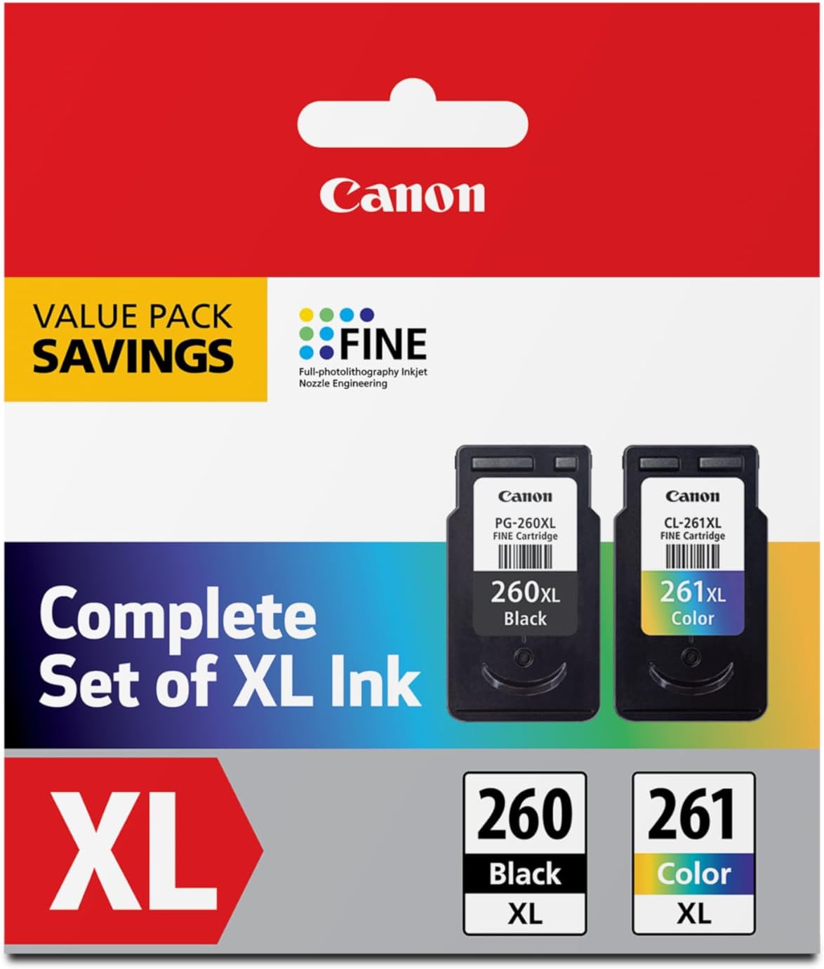 Canon Genuine PG-260 XL/CLI-261 XL Ink Value Pack (2 Cartridges)