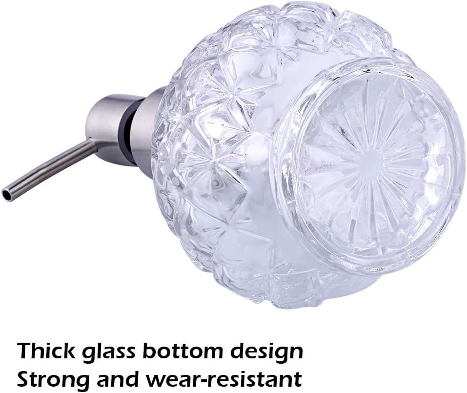 YunNasi Soap Dispenser with Stainless Steel Pump, Clear Crystal Design, Vintage and Elegant, Refillable Liquid Hand Soap Dish Soap Dispensers for Bathroom Counter, Kitchen Sink (Style2)