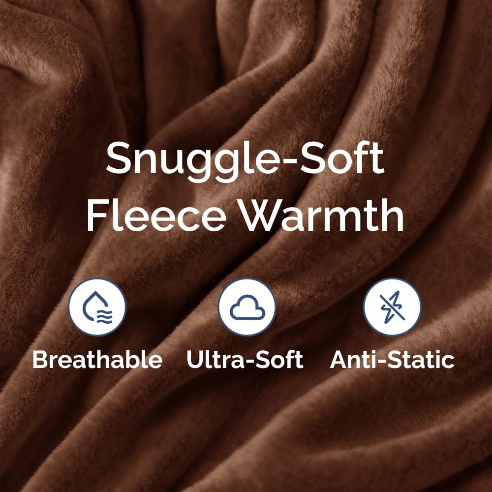 Fleece Blanket Twin Size - Ultra-Soft Warm Flannel Fleece Blanket - Brown