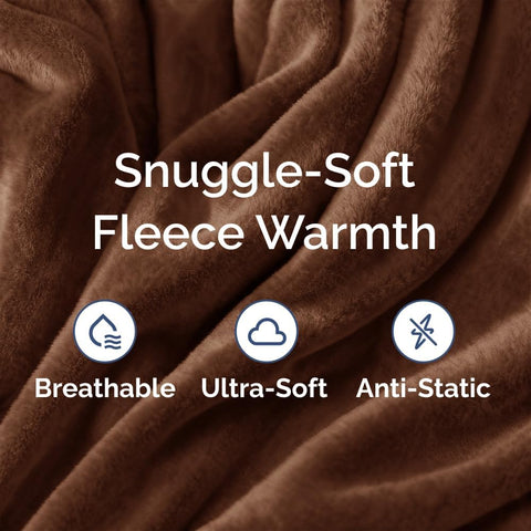 Fleece Blanket Twin Size - Ultra-Soft Warm Flannel Fleece Blanket - Brown